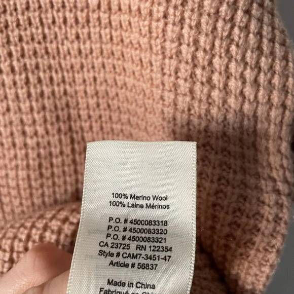 Aritzia Wilfred Free Wolter 100% Merino Wool Waffle Knit Sweater Camel Sz Medium - Picture 6 of 7